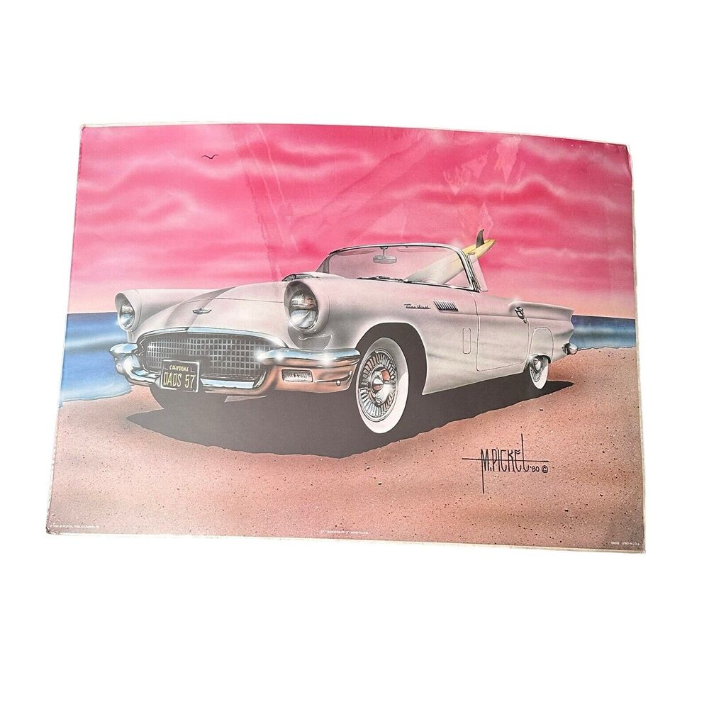 NEW Vintage 1980s '57 Thunderbird Poster Mike Pickel 20" x 28" HTF